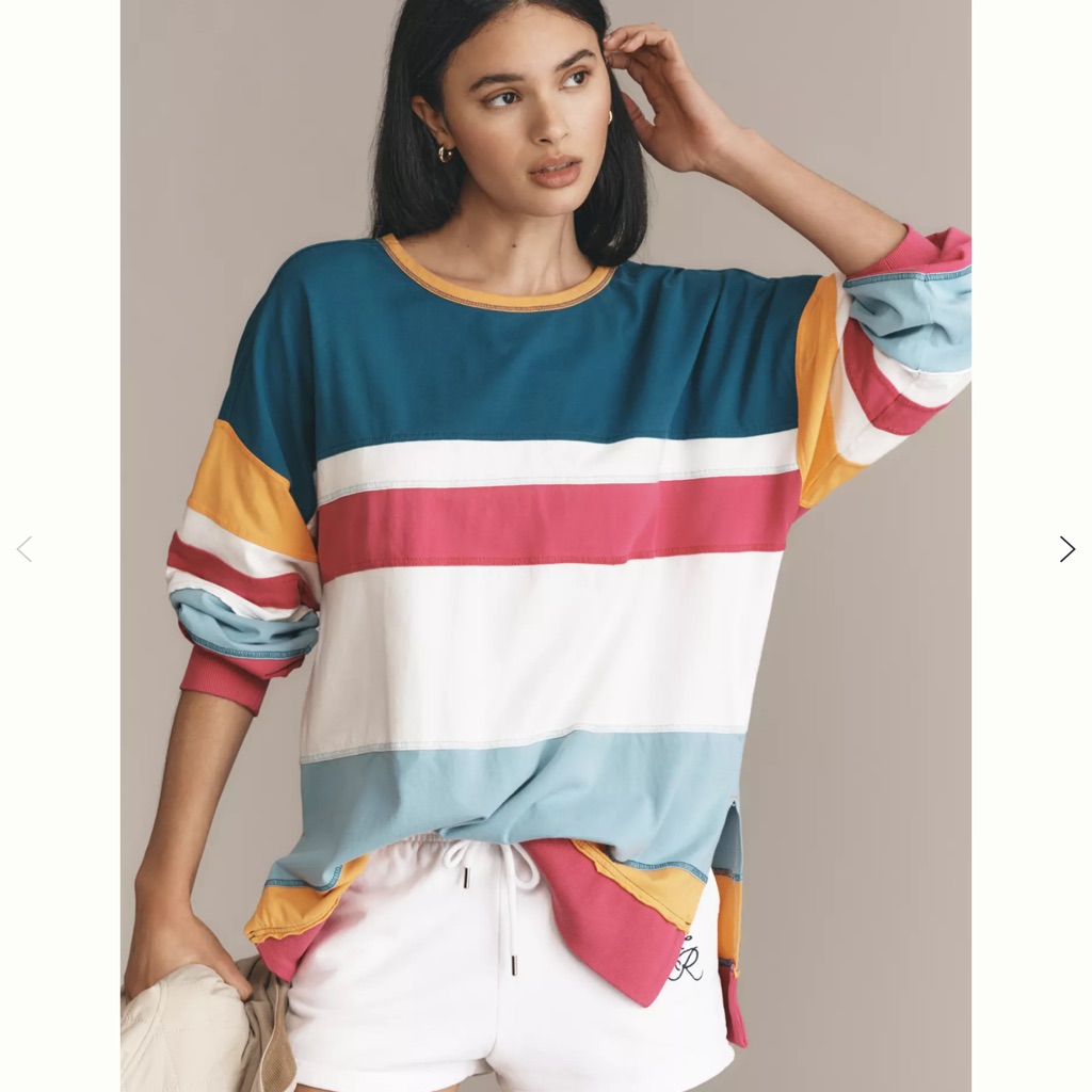 Anthropologie Pilcro Seamed Long-Sleeve Cotton Tee